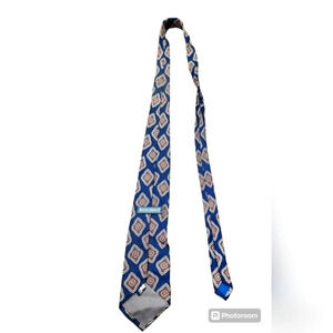 KENNETH ROBERTS VINTAGE NAVY PAISLEY MENS SILK TIE
